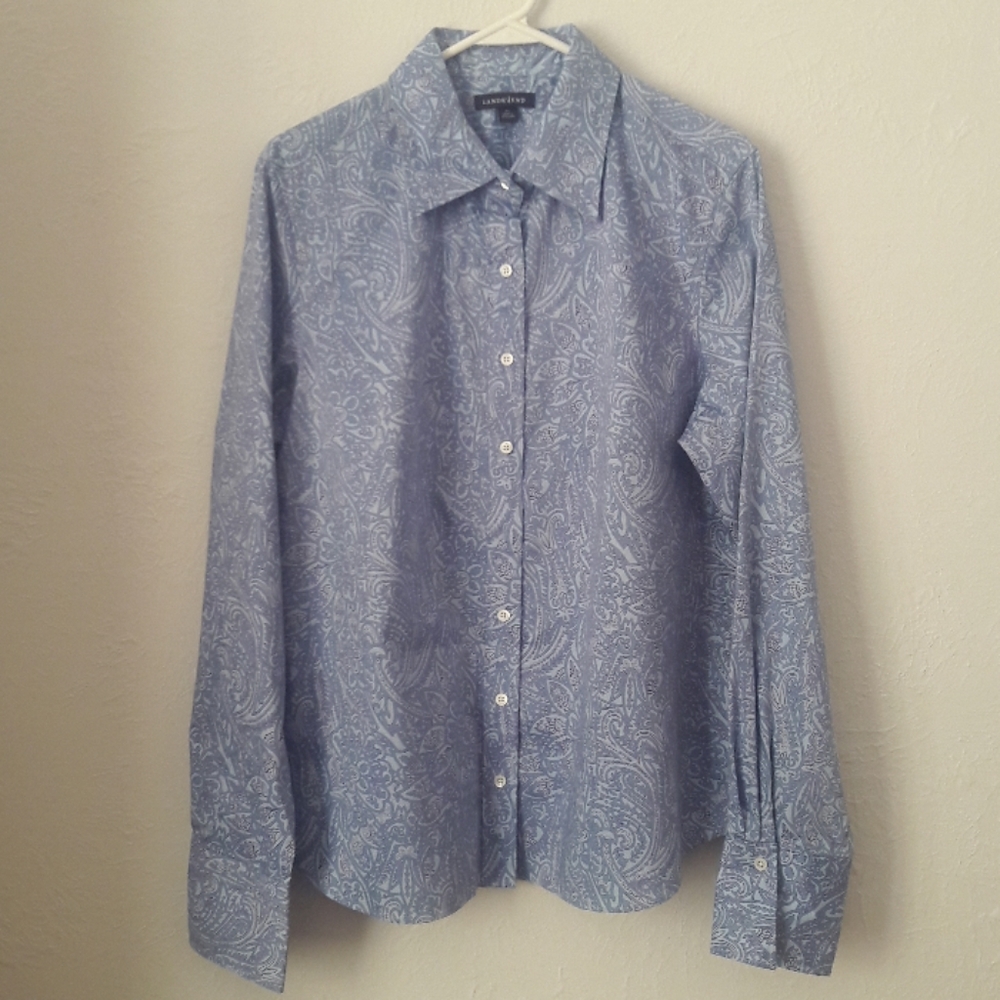 Land's End blue paisley shirt 18W